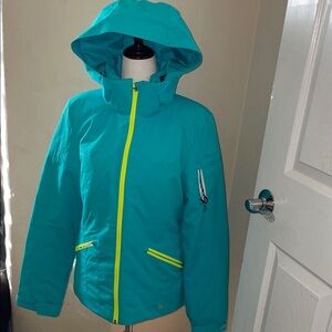 Spider Ladies Teal Winter Jacket with Yellow Accents